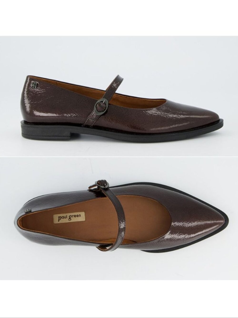 Paul Green Carla Mary Jane Flats Size US 10.5 Moro Sport Patent Leather NEW